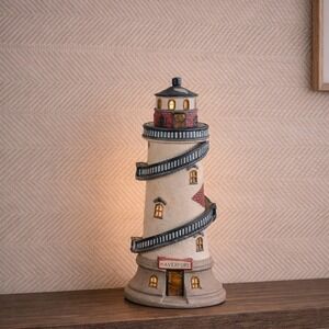 Vintage Lemax Haverford Lighthouse Table Lamp 10.5" Nautical Decor